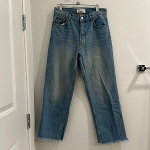 Reformation Denim high arise frayed hem cropped jeans